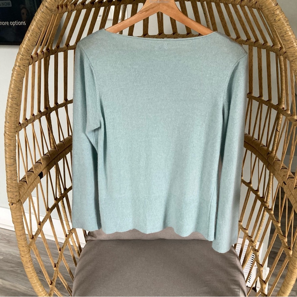 🇮🇹 Bartolini Italy Cashmere Silk Wool Blend Sweater Sage Minimalist Luxury M - Picture 3 of 7